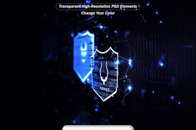 PSD tecnología digital de alta tecnología seguridad cibernética visualización de información holográfica fondo abstracto