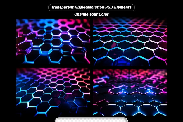 PSD tecnologia digital conjunto de fundo de padrão geométrico hexagonal