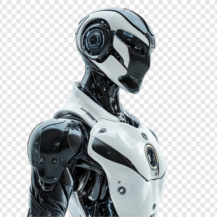 PSD tecnología de diseño de robot torso futurista en blanco y negro
