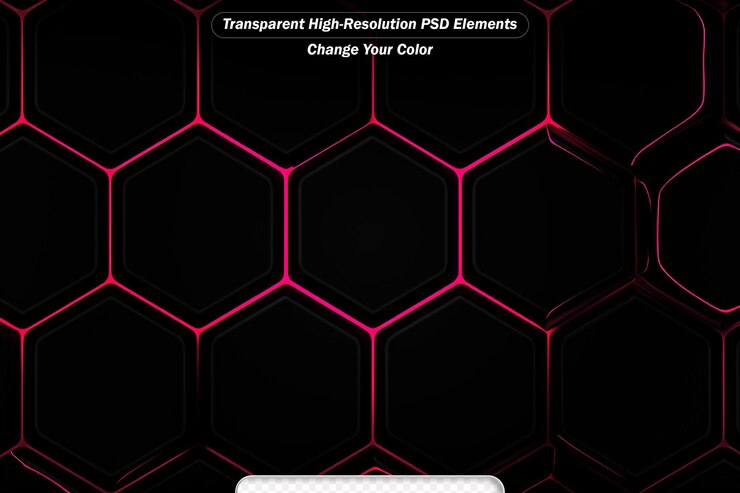 PSD tecnología futurista forma hexagonal luz roja fondo metálico abstracto