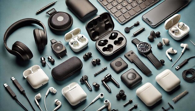 Tecnología Gadgets y Componentes Flat Lay