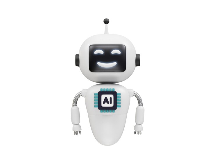 PSD tecnología de ia robot 3d ilustración de íconos de la robótica