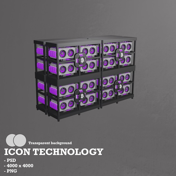 PSD tecnología de iconos 3d, blockchain e inteligencia artificial