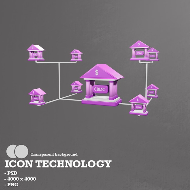 Tecnología de iconos 3D, blockchain e inteligencia artificial