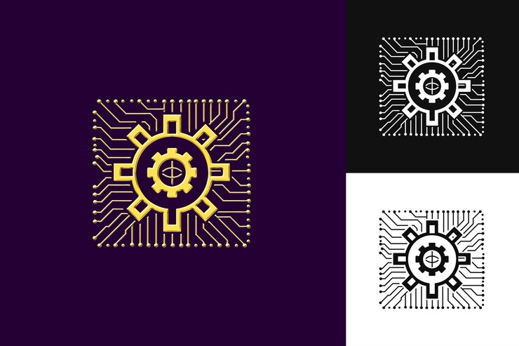 PSD tecnologia indonésia com ícone de selo com um design vetorial abstrato estilizado inspirado na cultura im
