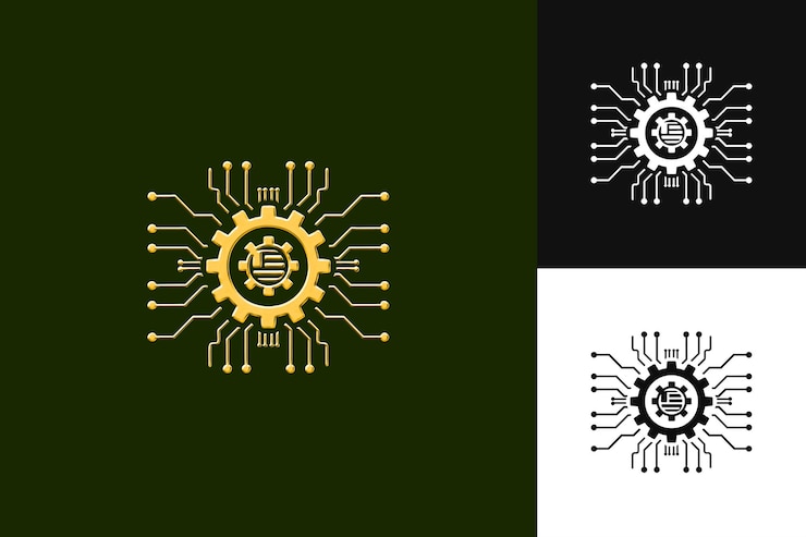 PSD tecnologia indonesiana con icona di sigillo con un design vettoriale astratto stilizzato ispirato alla cultura im