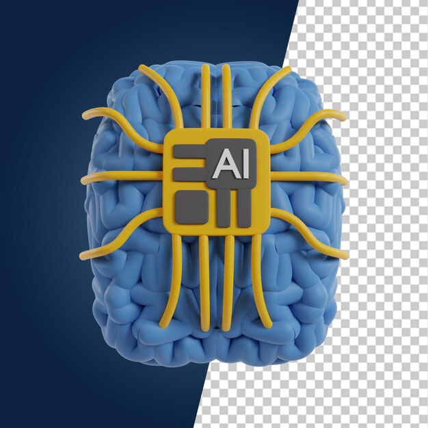 PSD tecnología de inteligencia artificial icono de renderización en 3d