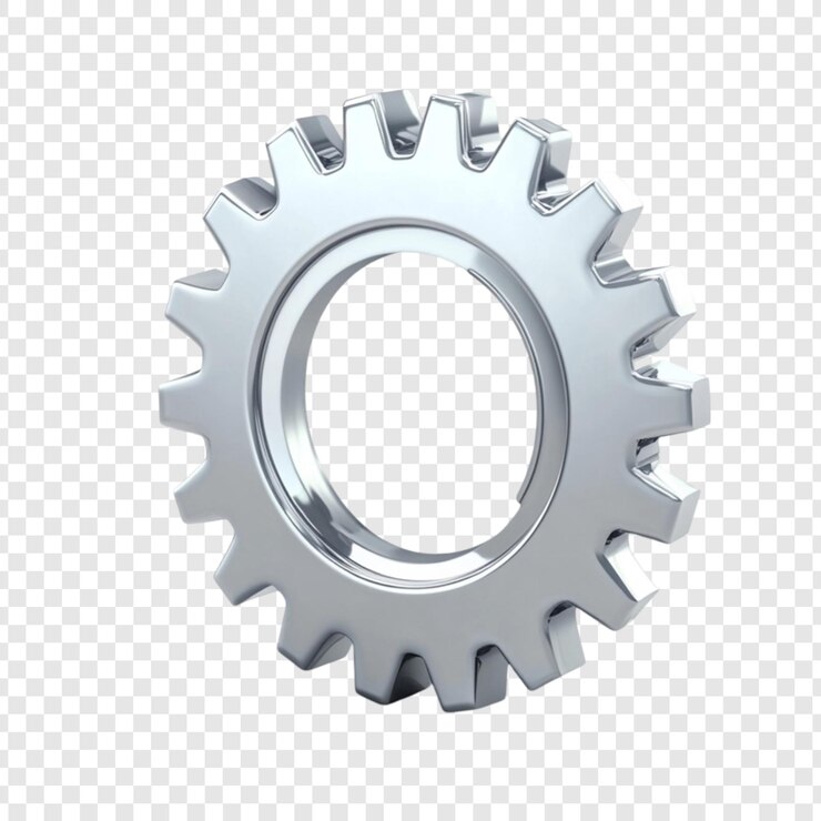 PSD tecnología del mecanismo de ingeniería de engranajes metálicos brillantes