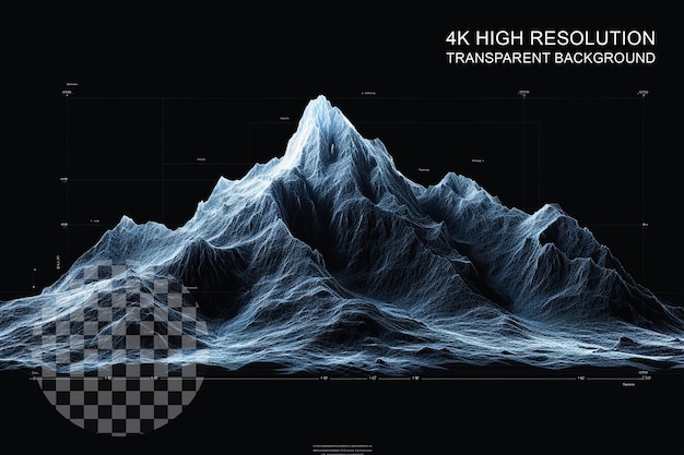 Tecnología de pantalla hud terrain mountain wireframe diseño militar en un fondo transparente