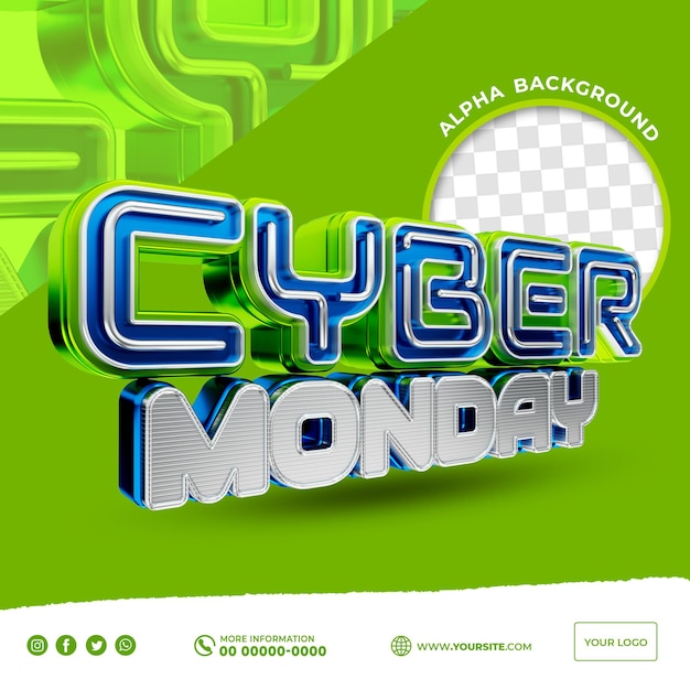 PSD tecnología realista cyber monday concepto etiqueta 3d render