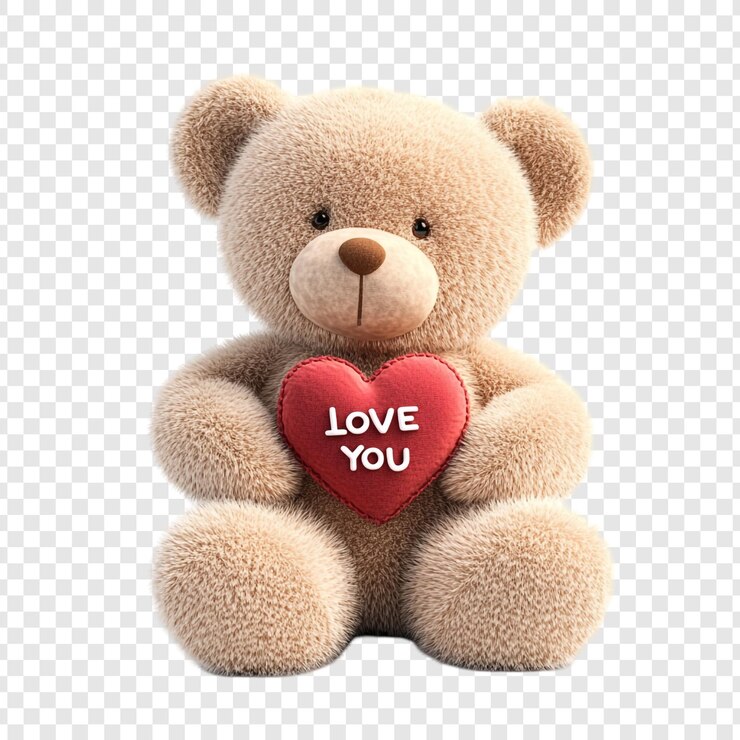 PSD teddy bear tenant un cœur avec amour vous message
