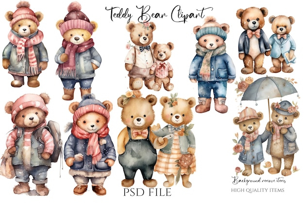 PSD teddybär niedlicher bär illustration bärenvektor