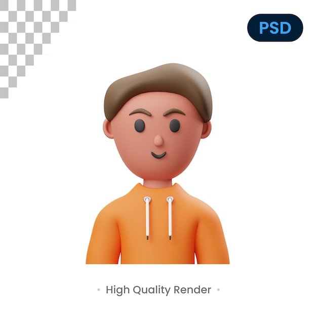 Teen boy 3d render illustration premium psd