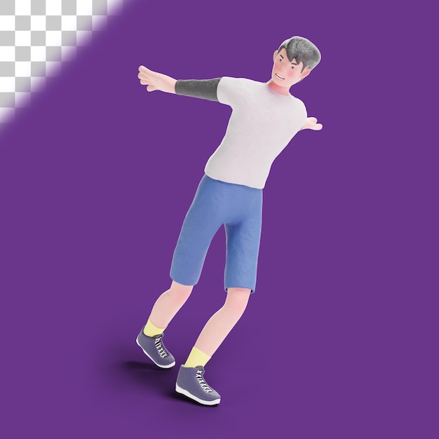 PSD teenager-junge tanzen 3d-illustration