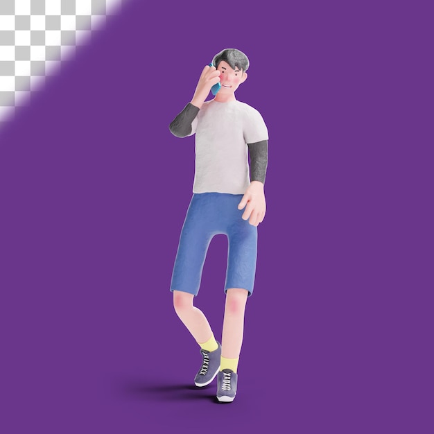 PSD teenager sprechen auf smartphone 3d-illustration