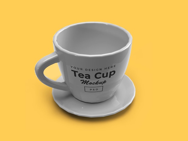 Teetasse auf platte 3d mockup isolated design