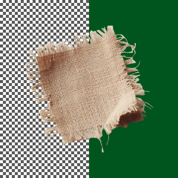 Tejido de burlap natural con bordes ásperos para la artesanía en fondo transparente png psd