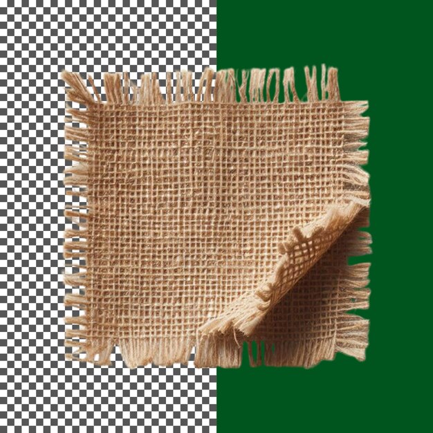 Tejido de Burlap rústico con bordes desgastados para proyectos artesanales en fondo transparente png psd