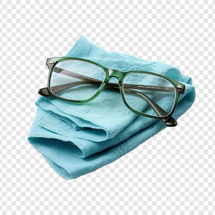 PSD tejido de limpieza para gafas aislado sobre un fondo transparente