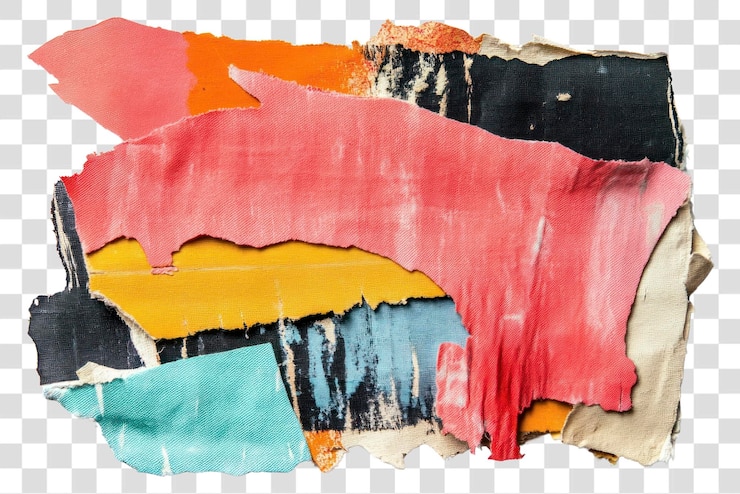 PSD tejido, papel, collage, elementos de pintura, ropa y ropa