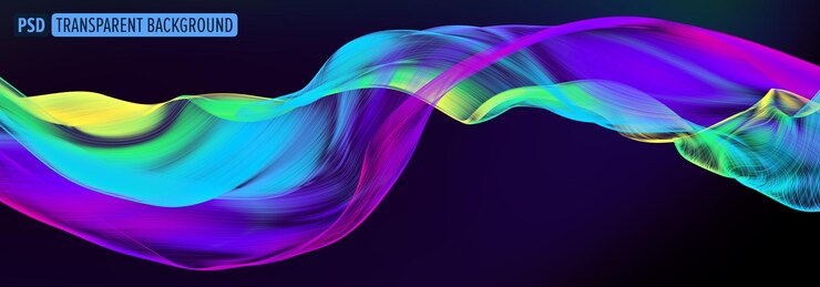 PSD tejido que fluye tejido ondulado multicolor seda voladora textil renderizado en 3d