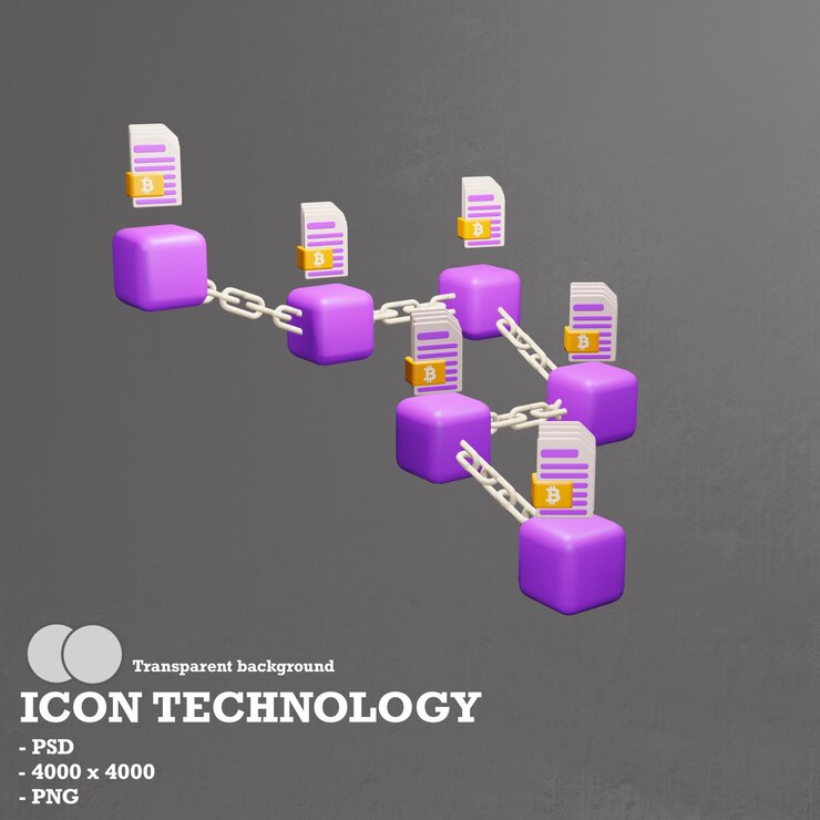 PSD teknologi ikon 3d blockchain dan kecerdasan buatan