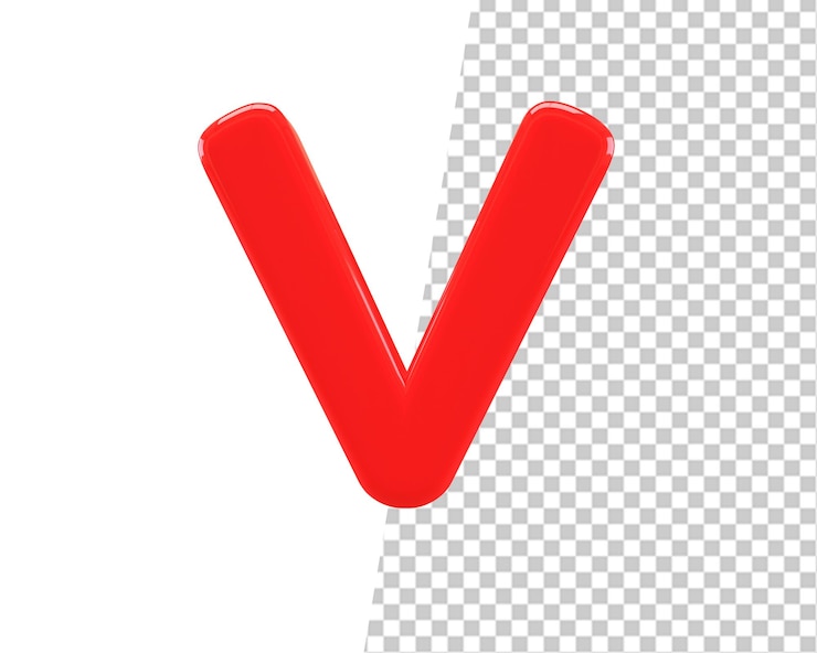 PSD teks 3d huruf v
