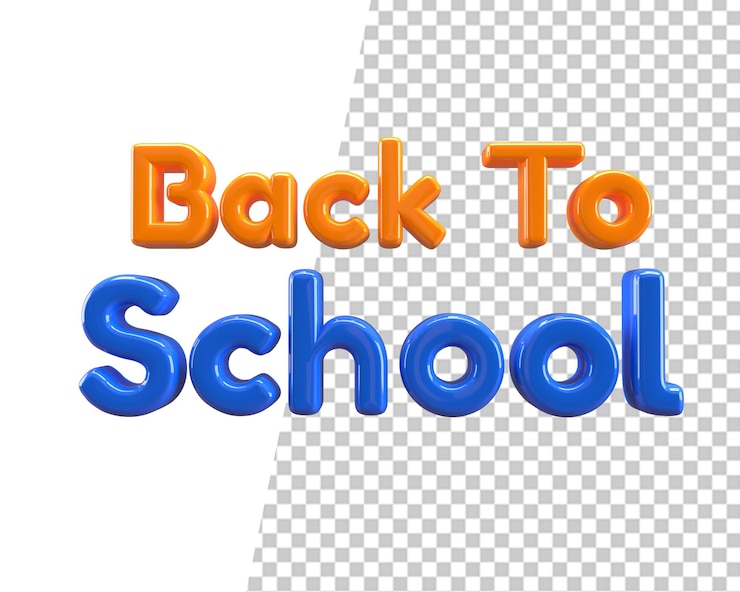 PSD teks kembali ke sekolah render 3d