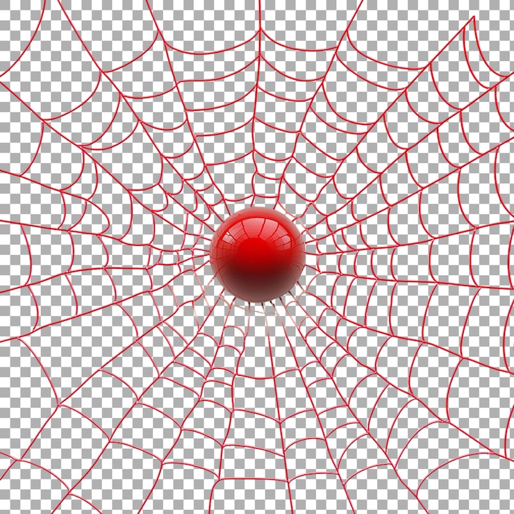 PSD la tela de araña de png con una bola roja contra un fondo transparente