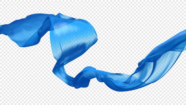 PSD tela azul voando o vento isolado em fundo de transparência renderização 3d