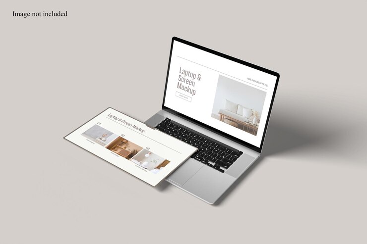 Tela de visualização em perspectiva e modelo de laptop para mostrar seu design de interface do usuário aos clientes
