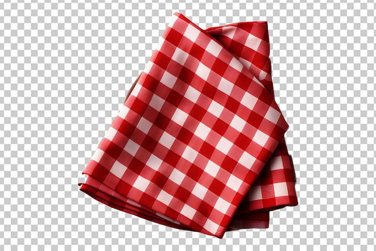 PSD tela de mesa aislada de cocina servilleta roja aislada sobre un fondo transparente