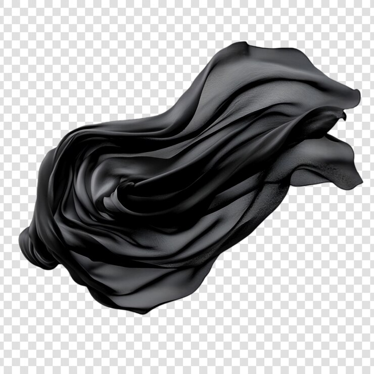 PSD tela negra que fluye en el viento drapeado elegante textil de lujo