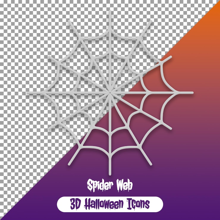 PSD una tela de seda de araña espeluznante negra colgando la decoración de halloween 3d png icono de halloween aislado psd