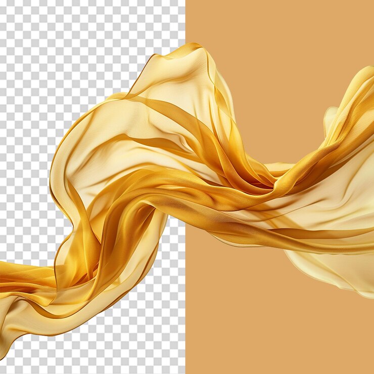 PSD la tela voladora dorada png aislada sobre un fondo transparente