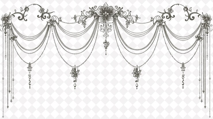 PSD telaio in metallo con delicate corde di perle e decorazione floreale png creative background design
