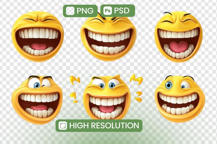 PSD télécharger des emojis 3d haute résolution rire, cligner des yeux et sourire des visages parfaits pour les projets et les conceptions avec des expressions et des émotions diverses améliorant instantanément votre travail créatif