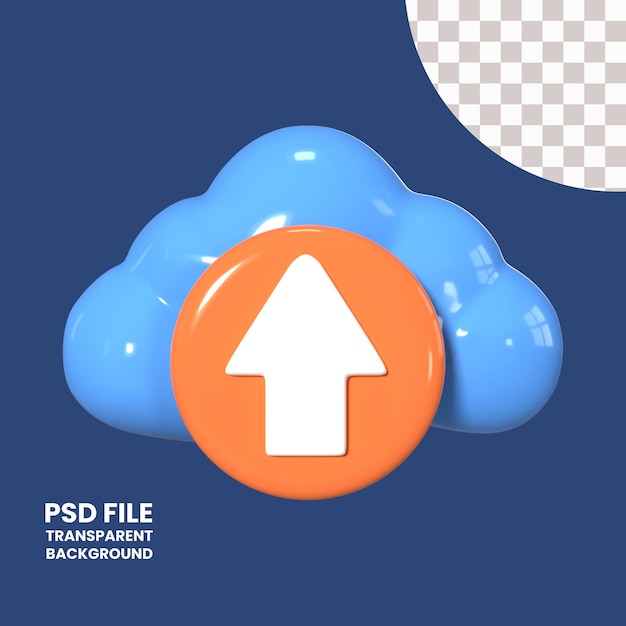 PSD télécharger sur le nuage l'icône d'illustration 3d