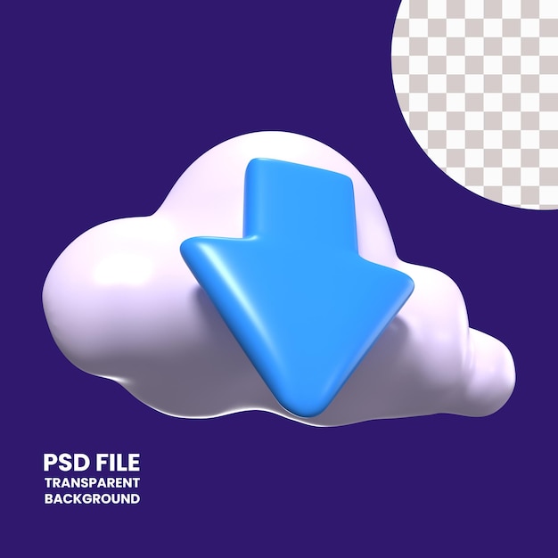 PSD télécharger à partir de l'icône d'illustration 3d du nuage