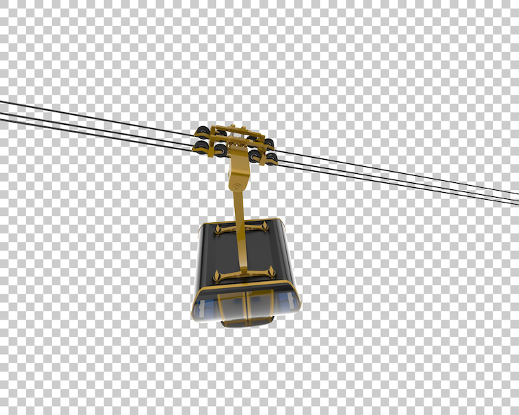 PSD teleférico aislado sobre fondo transparente ilustración de renderizado 3d