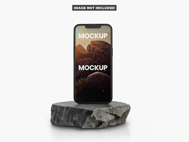 Telefon auf dem Stein-Mockup