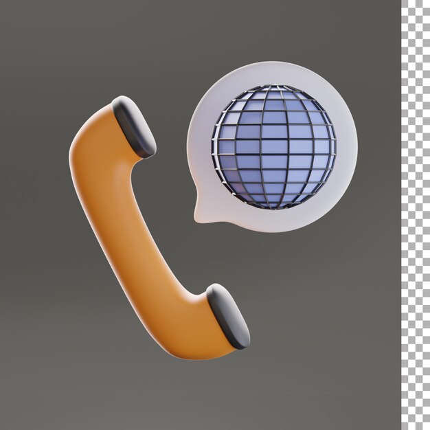 PSD telefon mit globus 3d-symbol