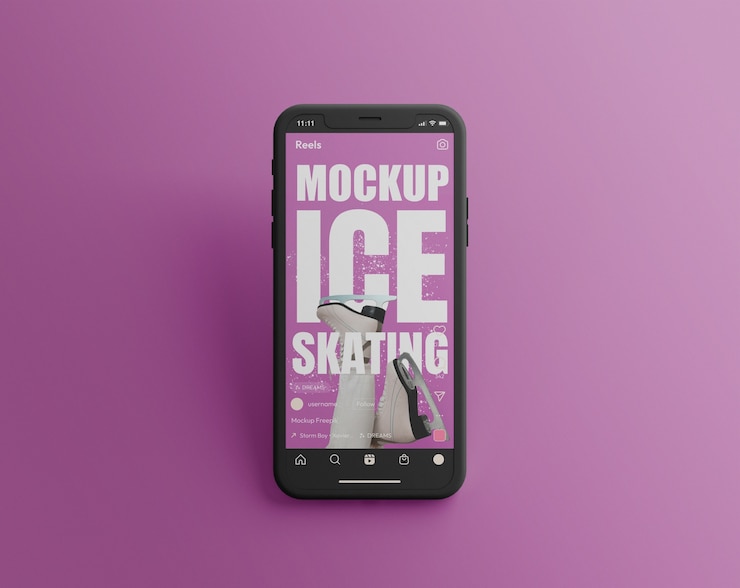 PSD telefon mit instagram-reel-mockup