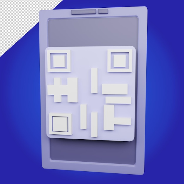 Telefon mit QR-Barcode-Scan 3D-Darstellung mit transparentem Hintergrund