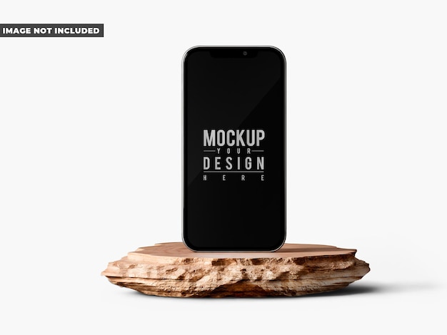 Telefon-Mockup auf Steinplattform