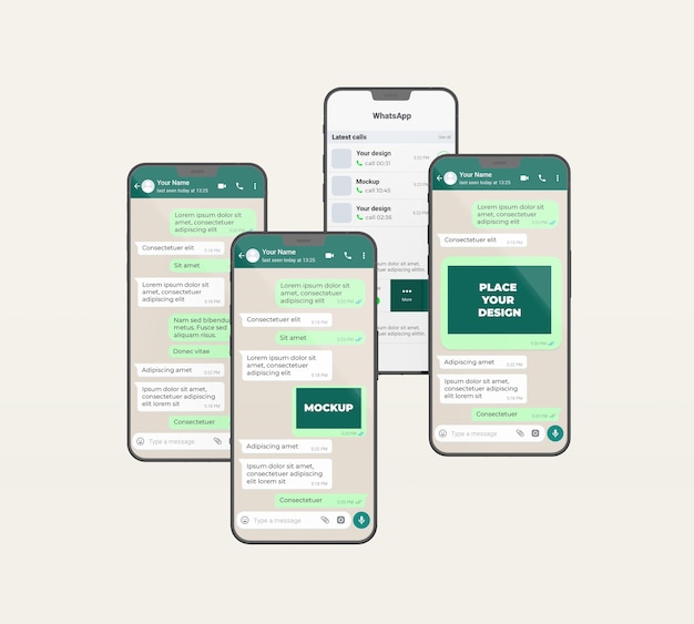 PSD telefon-sortiment-chat-mockup