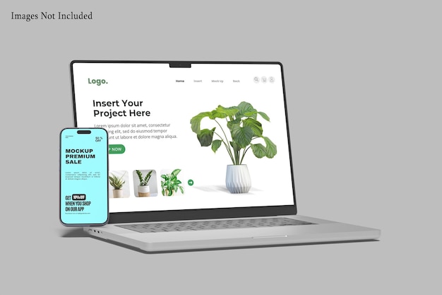 Telefon- und Laptop-Reaslitic-Mockup