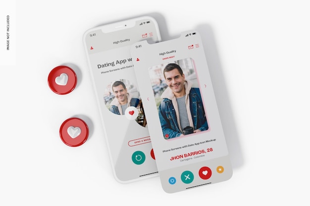 Telefonbildschirme mit Datums-App-Symbol, Draufsicht