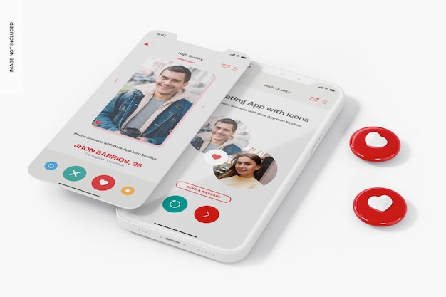 Telefonbildschirme mit Datums-App-Symbol, Perspektive