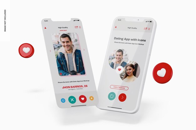 Telefonbildschirme mit schwebendem Datums-App-Symbol